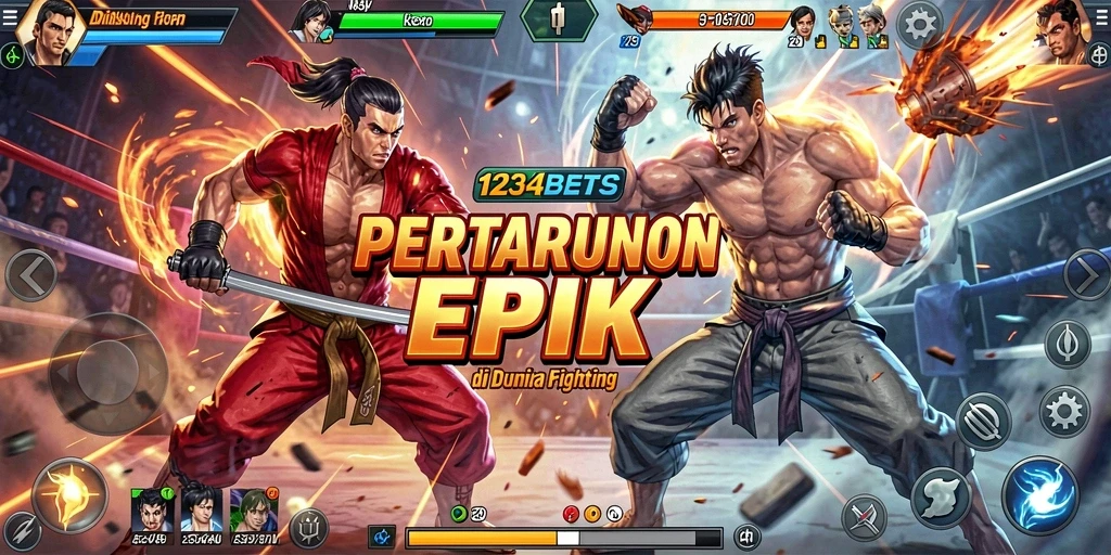 Tampilan gameplay seru dari 1234BETS dengan aksi pertarungan menegangkan.