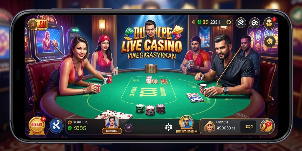 Screenshot utama 8II menampilkan dealer yang interaktif dan suasana permainan yang penuh energi.