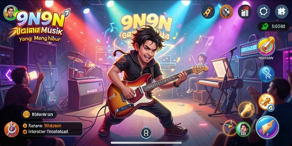 Screenshot gameplay <strong>9N9N</strong> menampilkan tantangan musik yang mengasyikkan.