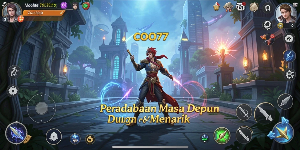 Tampilan utama gameplay COO77 dengan pembangunan dan strategi SLG.