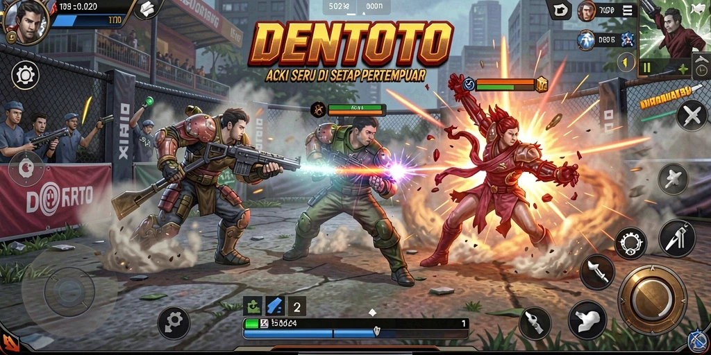 Tangkapan layar gameplay DENTOTO yang menampilkan aksi seru dan intens.