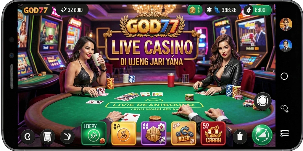 Tampilan gameplay Live Casino di GOD77 yang memukau dan interaktif.
