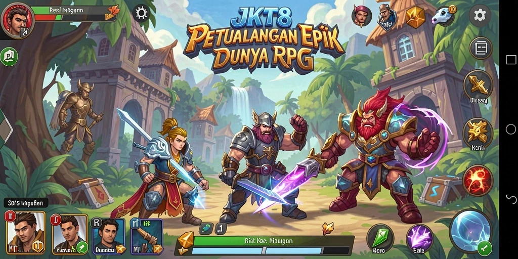 Tampilan gameplay RPG JKT8 yang penuh aksi dan strategi.