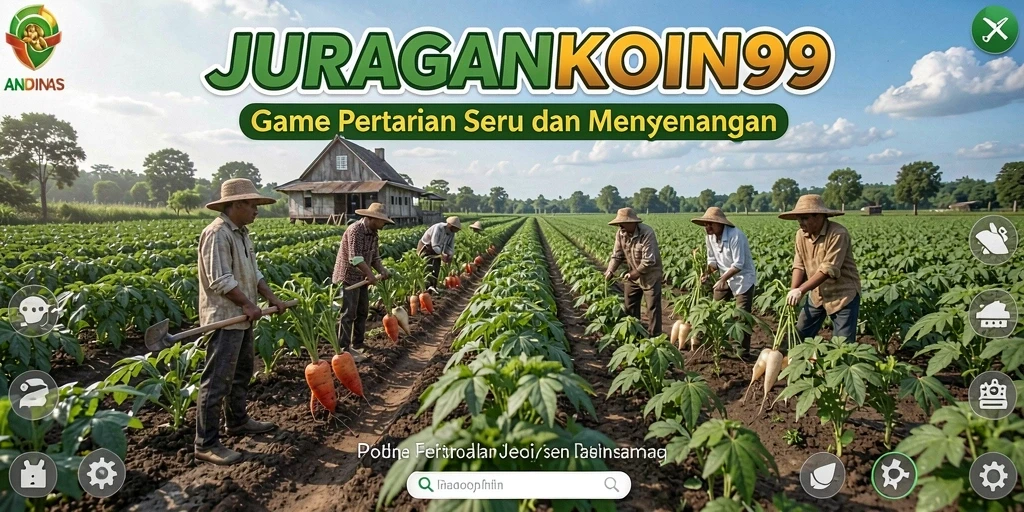Screenshot permainan JURAGANKOIN99 menampilkan kegiatan bertani yang seru.