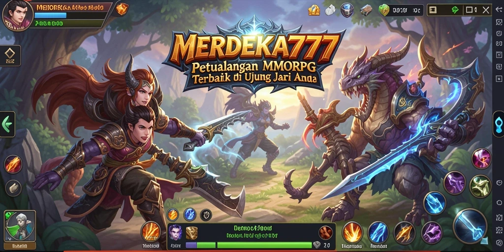 Tangkapan layar penuh aksi dari gameplay MMORPG MERDEKA777.