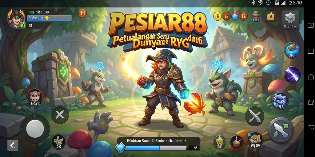 Screenshot gameplay PESIAR88 menampilkan pertarungan intens di dunia RPG.