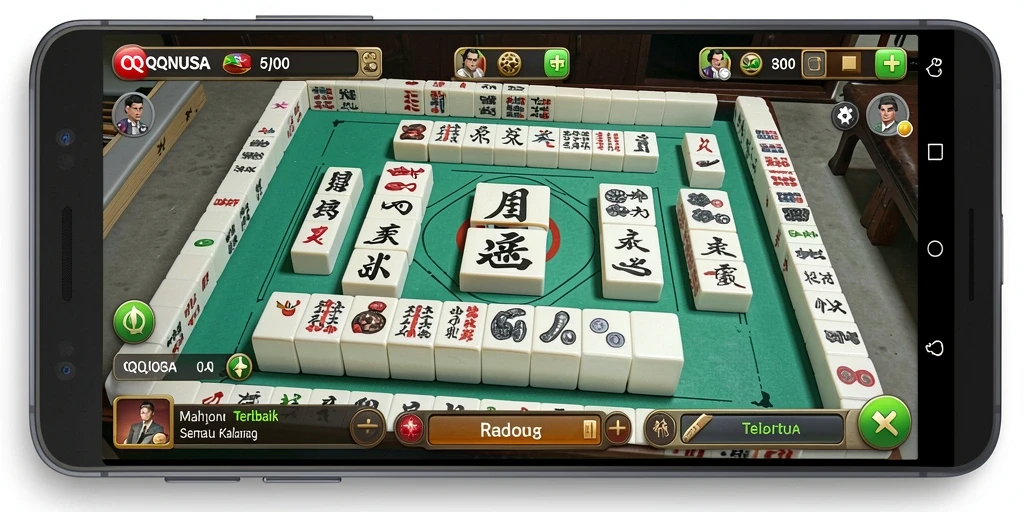Tampilan gameplay Mahjong QQNUSA yang menarik.
