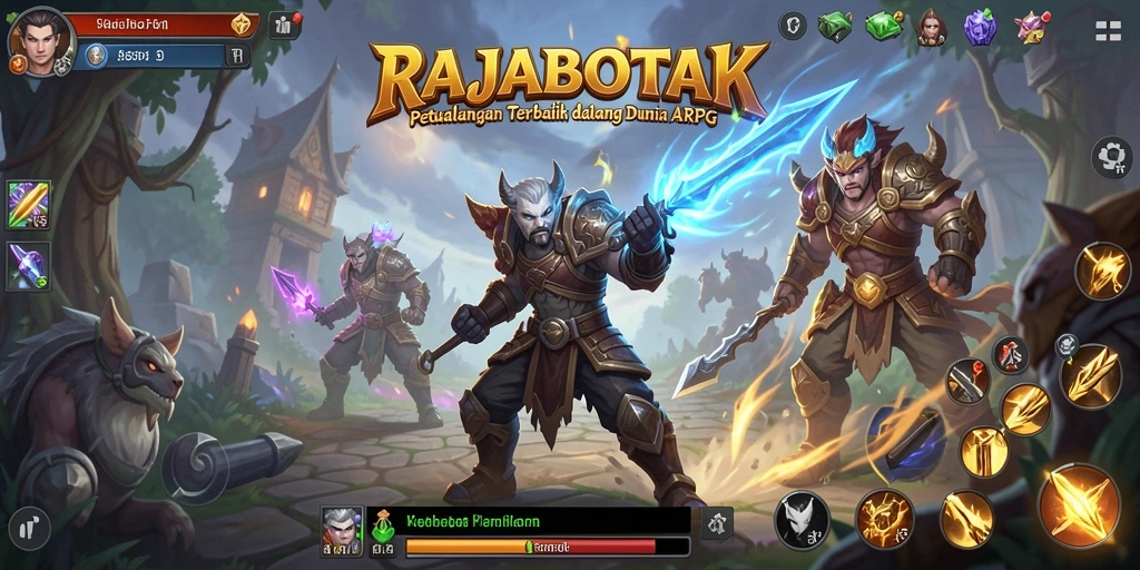 Tangkapan layar gameplay RAJABOTAK yang menunjukkan aksi seru dalam pertempuran ARPG.
