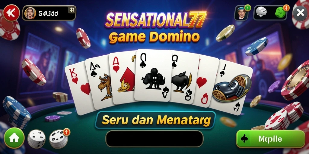 Tampilan gameplay Domino SENSATIONAL77 yang seru dan interaktif.