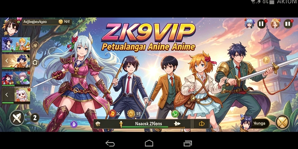 Screenshot ZK9VIP menunjukkan serangan karakter anime yang dinamis.